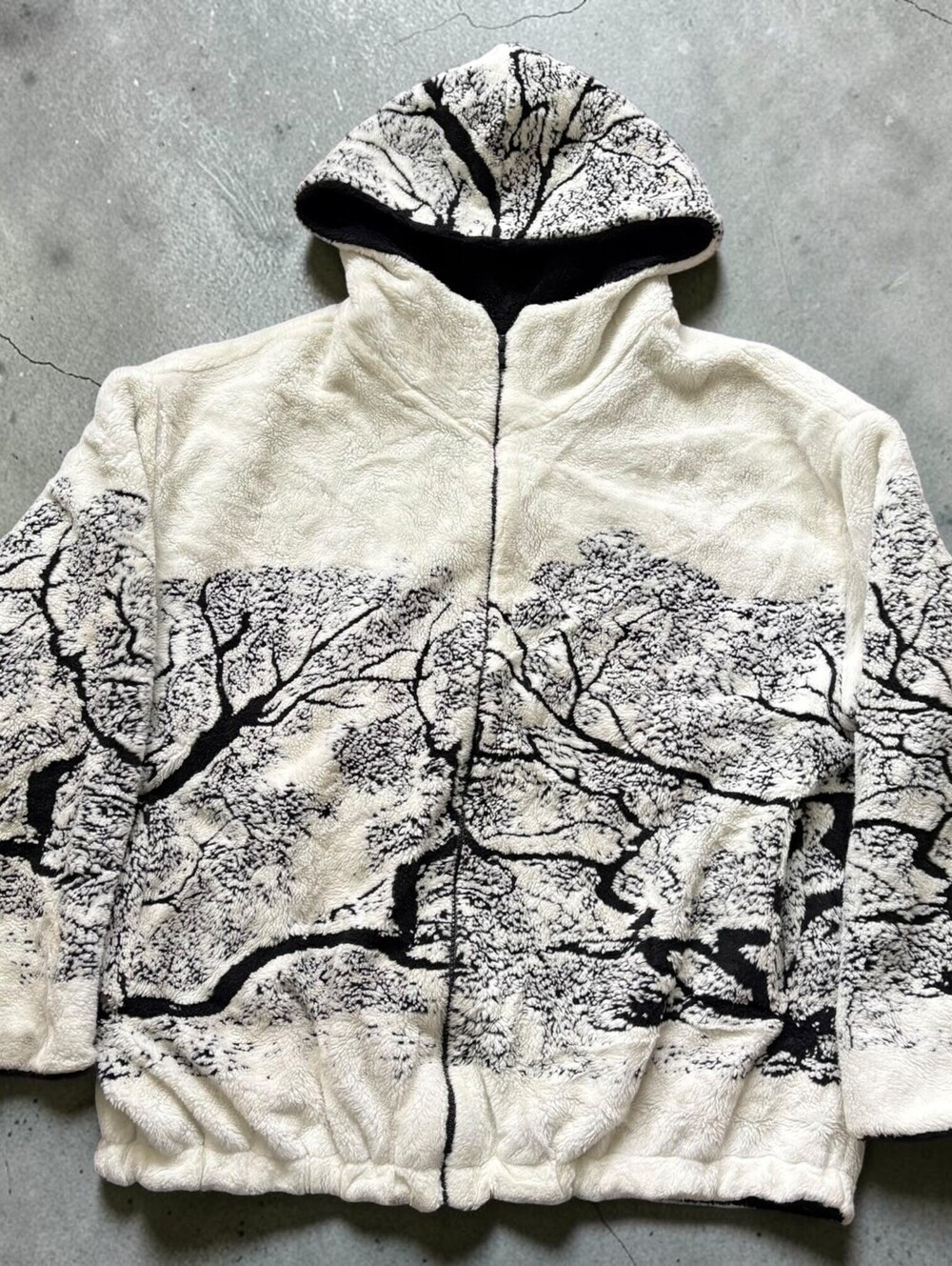 Vintage 90s Country Woods Tree Nature Graphic Full Zip Hooded Fleece Jacket